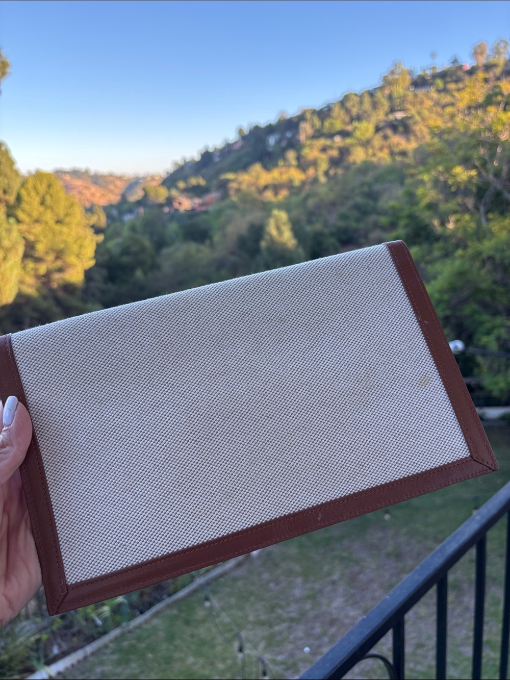 Saint Laurent Beige and Brick Brown Envelope Clutch with Gold YSL - Picture 7 of 8